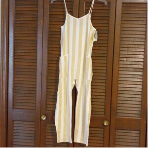 Grayson Threads Cream and White Striped Jumpsuit